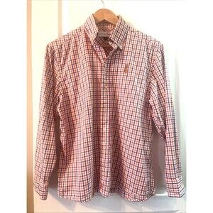 Pennington & Bailes Dress Shirt Plaid Clemson Tigers Long Sleeve Mens Size Small